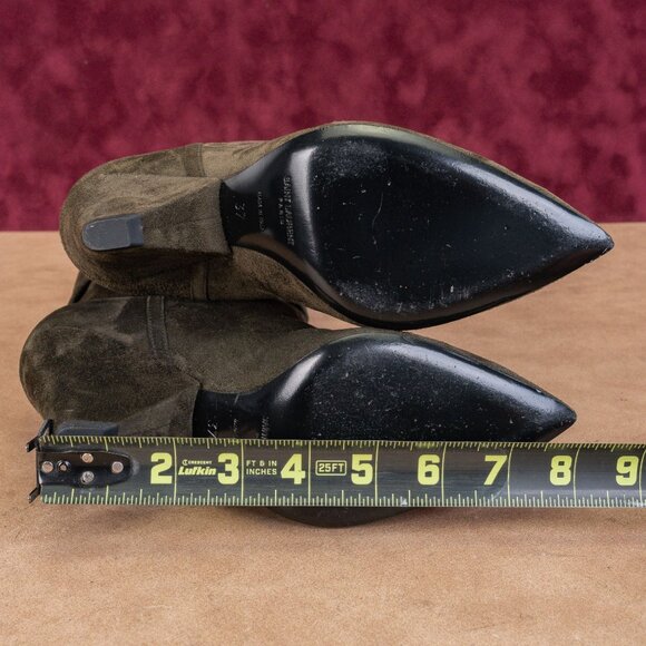 Saint Laurent Niki 85mm Green Suede Logo Heel Ankle Fold Boots 6.5US EUR37 - Picture 5 of 8